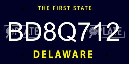 BD8Q712 Delaware License Plate