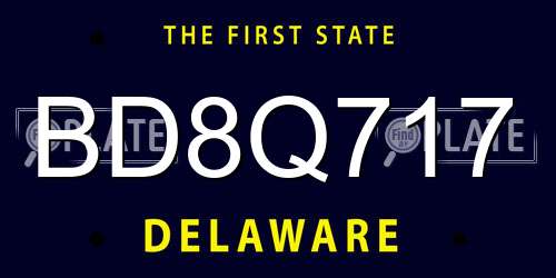 BD8Q717 Delaware License Plate
