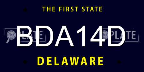 BDA14D Delaware License Plate