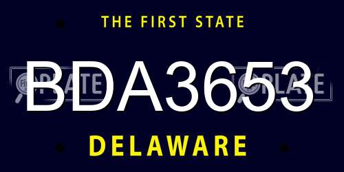 BDA3653 Delaware License Plate