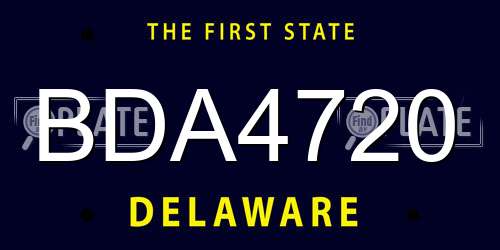 BDA4720 Delaware License Plate