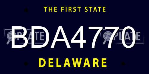 BDA4770 Delaware License Plate