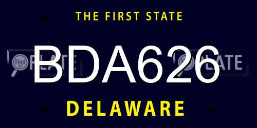 BDA626 Delaware License Plate