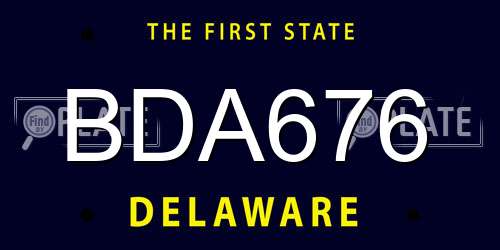 BDA676 Delaware License Plate