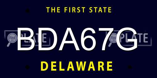 BDA67G Delaware License Plate