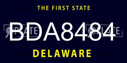 BDA8484 Delaware License Plate