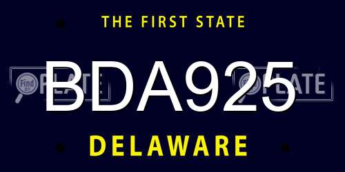 BDA925 Delaware License Plate