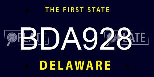 BDA928 Delaware License Plate