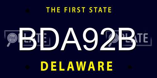 BDA92B Delaware License Plate