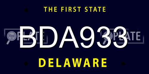BDA933 Delaware License Plate