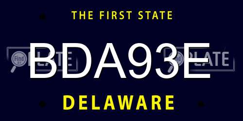 BDA93E Delaware License Plate