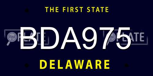BDA975 Delaware License Plate