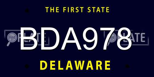 BDA978 Delaware License Plate