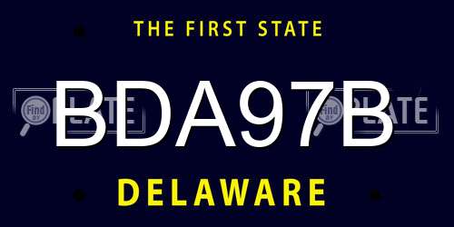 BDA97B Delaware License Plate