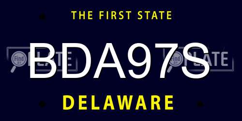 BDA97S Delaware License Plate