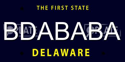 BDABABA Delaware License Plate