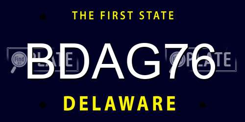 BDAG76 Delaware License Plate
