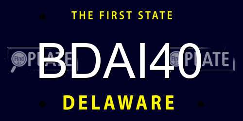 BDAI40 Delaware License Plate