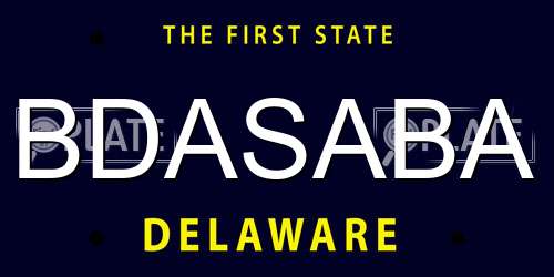 BDASABA Delaware License Plate