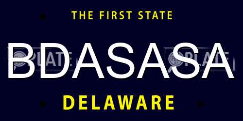 BDASASA Delaware License Plate