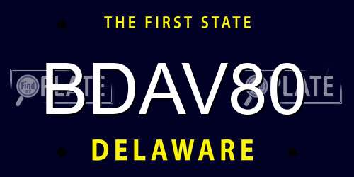 BDAV80 Delaware License Plate