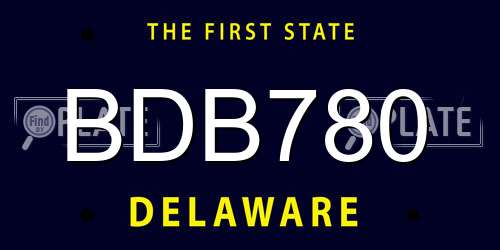 BDB780 Delaware License Plate