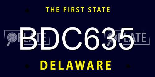 BDC635 Delaware License Plate