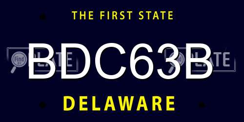 BDC63B Delaware License Plate