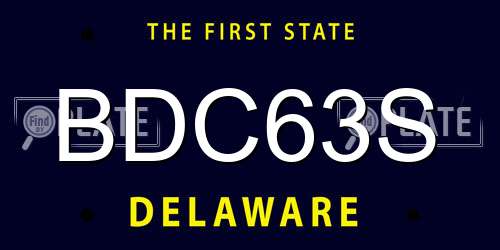 BDC63S Delaware License Plate