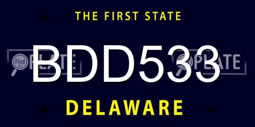 BDD533 Delaware License Plate