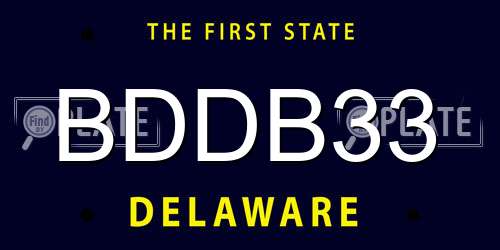 BDDB33 Delaware License Plate