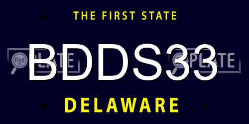 BDDS33 Delaware License Plate