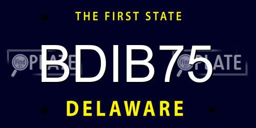 BDIB75 Delaware License Plate