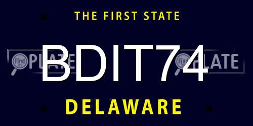 BDIT74 Delaware License Plate
