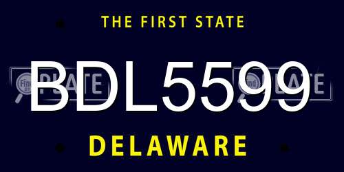 BDL5599 Delaware License Plate