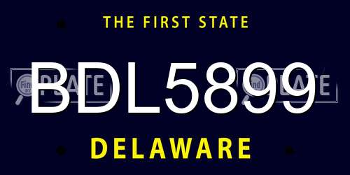 BDL5899 Delaware License Plate