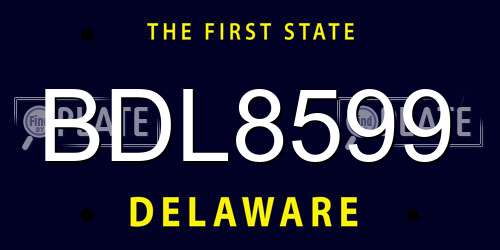 BDL8599 Delaware License Plate