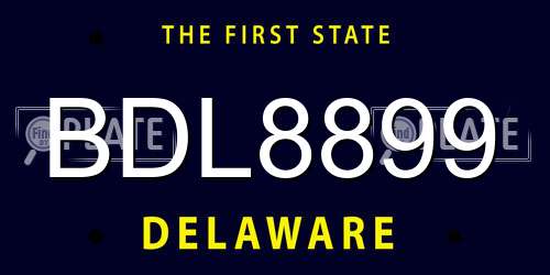 BDL8899 Delaware License Plate