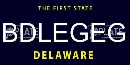 BDLEGEG Delaware License Plate