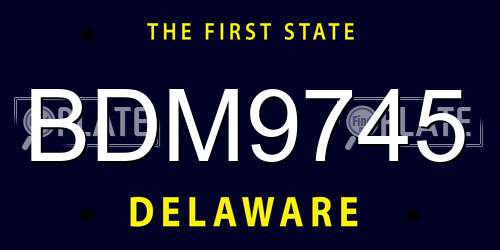 BDM9745 Delaware License Plate