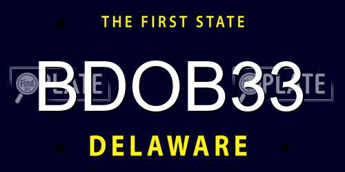 BDOB33 Delaware License Plate