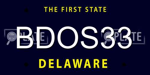 BDOS33 Delaware License Plate