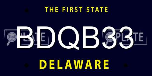 BDQB33 Delaware License Plate