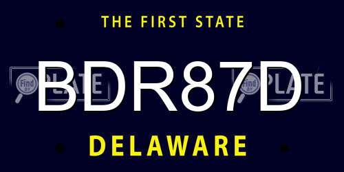 BDR87D Delaware License Plate