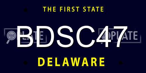 BDSC47 Delaware License Plate