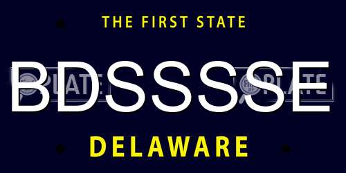 BDSSSSE Delaware License Plate