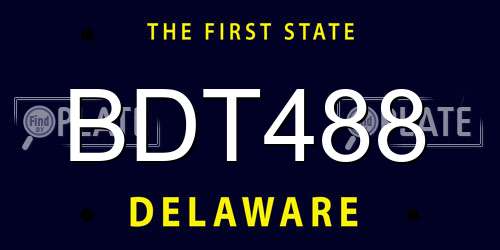 BDT488 Delaware License Plate
