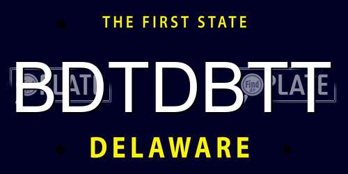 BDTDBTT Delaware License Plate