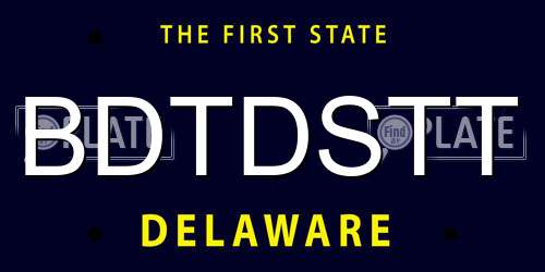 BDTDSTT Delaware License Plate