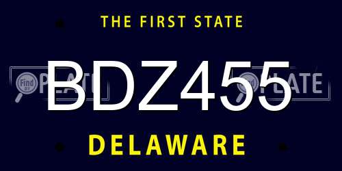BDZ455 Delaware License Plate